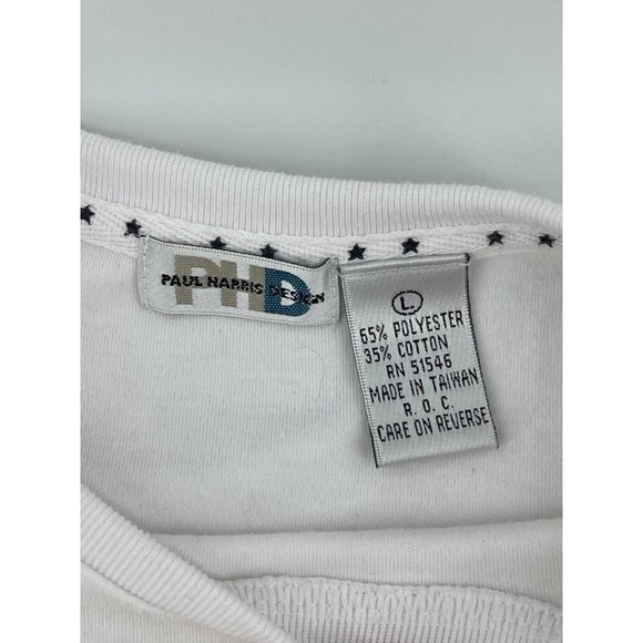 Paul Harris Design Women's White American Embroidered Flag T-Shirt Size L - Picture 4 of 8